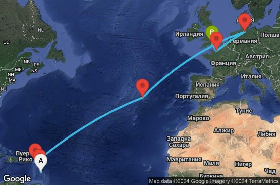 Маршрут на круиз 16 дни Мартиника, Гваделупа, Холандски Антили, Португалия, Германия, Франция, Великобритания - UVU2