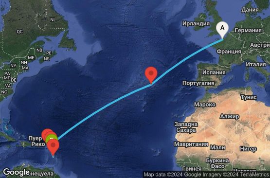 Маршрут на круиз 13 дни Франция, Португалия, Холандски Антили, Антигуа и Барбуда, Мартиника, Гваделупа - UVTO