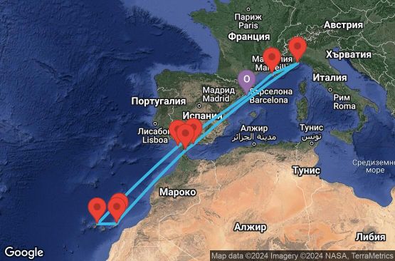 Маршрут на круиз 13 дни Испания, Франция, Италия, Гибралтар - BCN13A0N