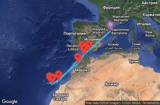 Маршрут на круиз 13 дни Испания, Гибралтар, Мароко - 13M075