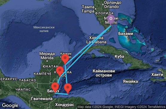 Маршрут на круиз 7 дни Западни Кариби от Маями - ESCN07CNNMIAMIA