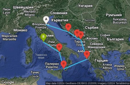 Маршрут на круиз EUROPE - ADRIATIC & GREECE - VENICE (RAV/CIV) - GEME07CNNRAVCIV