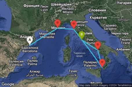 Маршрут на круиз 7 дни Западно Средиземноморие от Барселона - EPCE07CNNBCNCIV