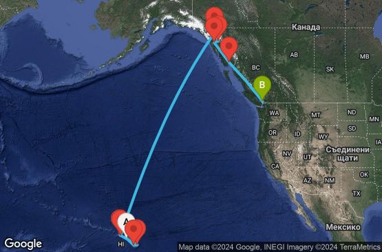 Маршрут на круиз 16 дни Между Хавай и Аляска - SPAL16CNNHNLVAN