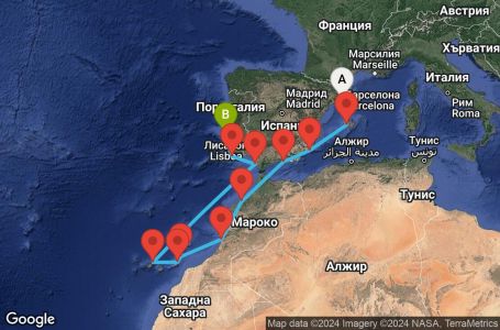 Маршрут на круиз 12 дни Канарски острови - STEU12CNNBCNLIS