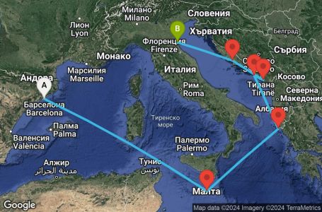 Маршрут на круиз 7 дни Западно Средиземноморие от Барселона - PEEU07CNNBCNRAV