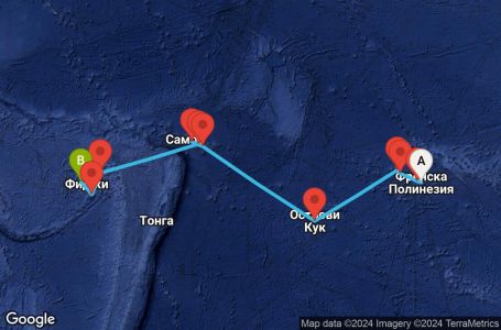 Маршрут на круиз 13 дни Круиз из Южния Пасифик - SUSP13CNNPPTLTK