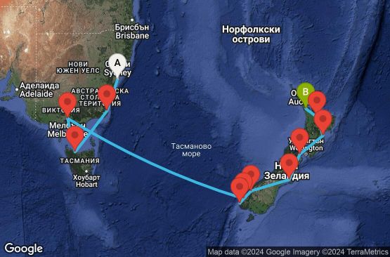 Маршрут на круиз 12 дни Австралия - SPIA12CNNSYDAKL