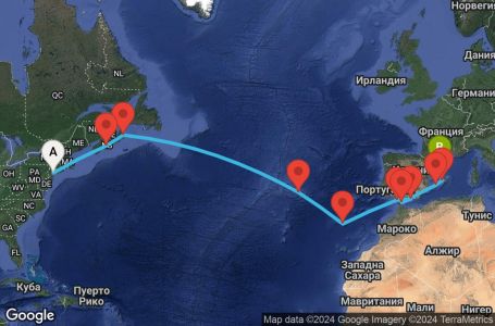 Маршрут на круиз 16 дни Преход между два континента - ESCT16CNNNYCBCN