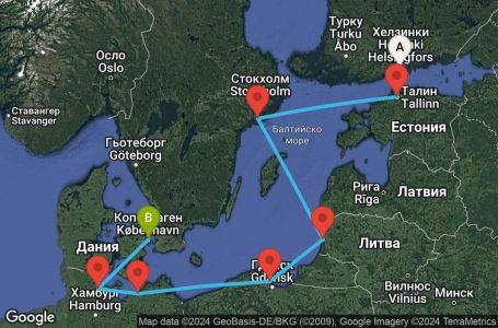 Маршрут на круиз 7 дни Балтийски държави - SUNB07CNNHELCPH