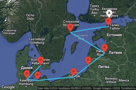 Маршрут на круиз 9 дни Балтийски държави - SUNB09CNNHELCPH