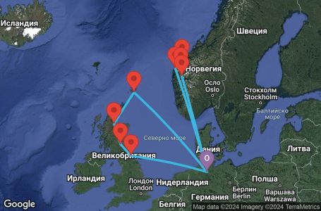 Маршрут на круиз 14 дни Германия, Великобритания, Норвегия - HAM14A0D