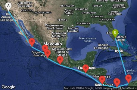 Маршрут на круиз 16 дни Круизен преход през Панамския канал - ENCO16CNNLAXMIA