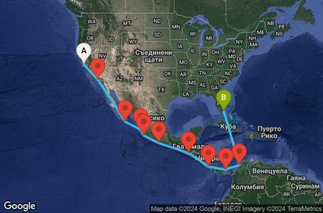 Маршрут на круиз 18 дни Круизен преход през Панамския канал - ECOR18CNNSFOMIA