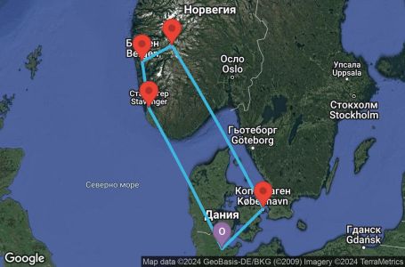 Маршрут на круиз 7 дни Германия, Дания, Норвегия - KEL07A25