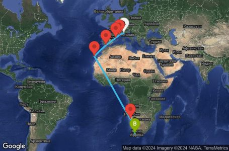 Маршрут на круиз 19 дни Италия, Франция, Испания, Намибия, Южна Африка - GOA19A0A