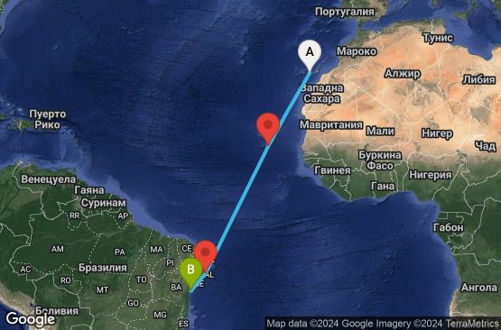 Маршрут на круиз 10 дни Испания, Кабо Верде, Бразилия - LPA10A00