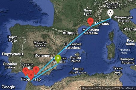 Маршрут на круиз Genoa,Marseille,Malaga,Cadiz,Gibraltar,Ceuta,Alicante - UW7M