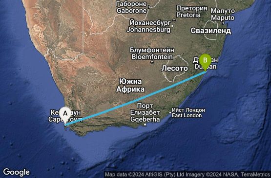 Маршрут на круиз 3 дни Южна Африка - UW7A