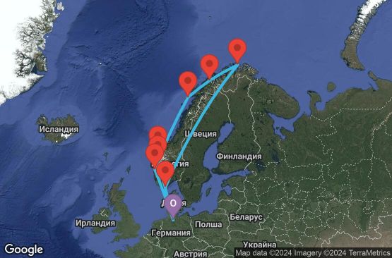 Маршрут на круиз 12 дни Германия, Норвегия - HAM12A0K