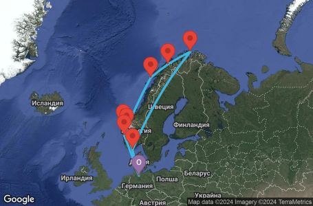 Маршрут на круиз 12 дни Германия, Норвегия - HAM12A0L