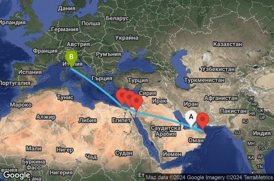 Маршрут на круиз 14 дни Обединени арабски емирства, Оман, Йордания, Египет, Италия - UVV3