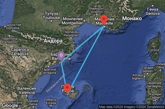 Маршрут на круиз 3 дни Испания, Франция - 03M024