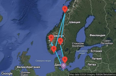 Маршрут на круиз 7 дни Германия, Норвегия, Дания - UWA4