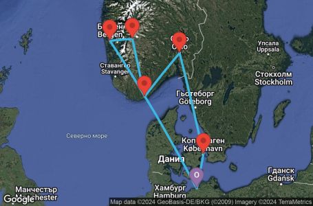 Маршрут на круиз 7 дни Германия, Норвегия, Дания - UWA5