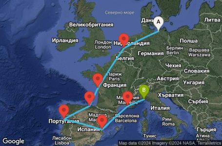 Маршрут на круиз 12 дни Германия, Холандия, Франция, Испания, Португалия, Италия - UWA7