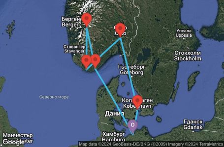 Маршрут на круиз 7 дни Германия, Норвегия, Дания - UWA1