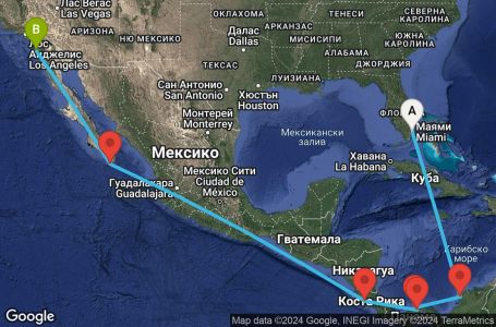 Маршрут на круиз 13 дни САЩ, Колумбия, Панама, Коста Рика, Мексико - UWCB