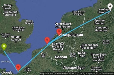 Маршрут на круиз Hamburg,Zeebrugge,Rotterdam,Le Havre,Southampton - UW9M