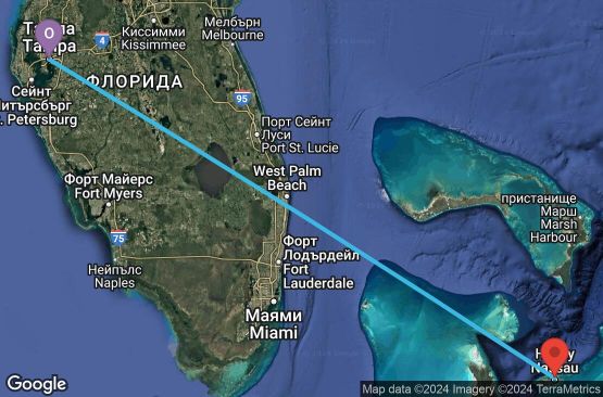 Маршрут на круиз 4 дни САЩ, Бахамските острови - 04Z249