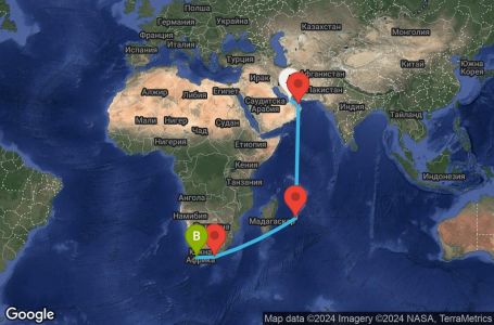 Маршрут на круиз 17 дни Обединени арабски емирства, Оман, Мавриций, Южна Африка - DXB17A0A