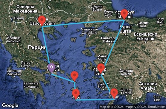 Маршрут на круиз 11 дни Гърция, Турция - 11M290
