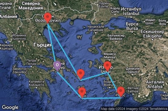 Маршрут на круиз 7 дни Гърция, Турция - 07M824