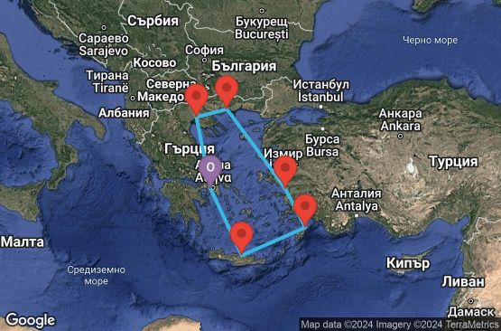 Маршрут на круиз 10 дни Гърция, Турция - 10M376