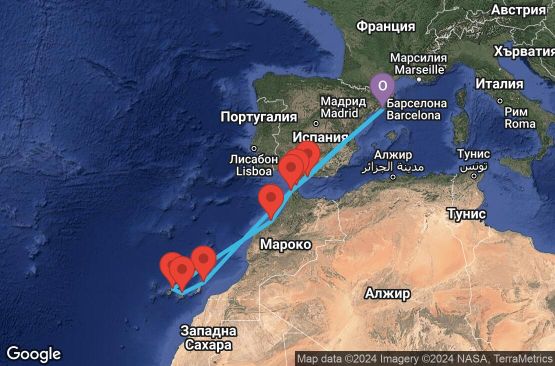 Маршрут на круиз 12 дни Испания, Мароко, Гибралтар - 12M651