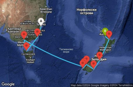 Маршрут на круиз 11 дни Австралия - SPAU11CNNSYDAKL