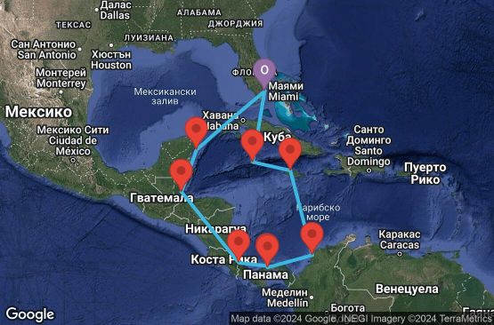 Маршрут на круиз 12 дни От Източното до Западното крайбрежие през Панамския канал - SNPC12CNNMIAMIA