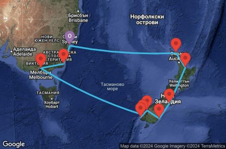 Маршрут на круиз 14 дни Австралия - SPAU14CNNSYDSYD