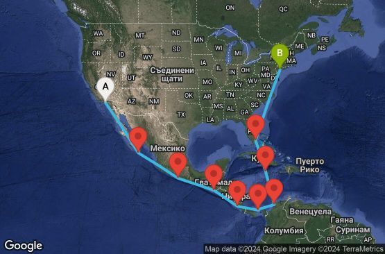 Маршрут на круиз 19 дни Круизен преход през Панамския канал - BLIS19CNNLAXNYC