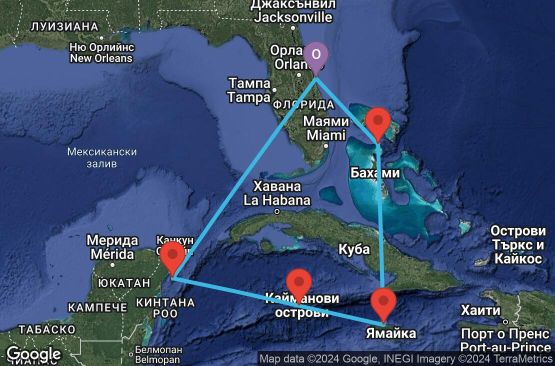 Маршрут на круиз 7 дни Западни Кариби от Порт Канаверъл - EPCB07CNNPCVPCV