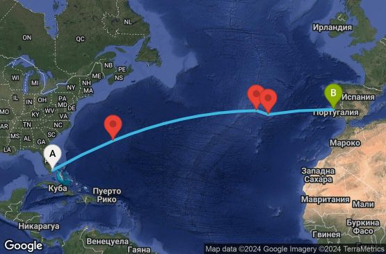 Маршрут на круиз 13 дни САЩ, Бермудските острови, Португалия - EX20250402MIALIS