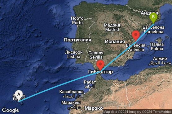 Маршрут на круиз 5 дни Португалия, Гибралтар, Испания - FNC05A00