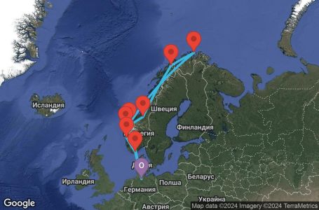 Маршрут на круиз 12 дни Германия, Норвегия - UWGH