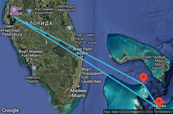 Маршрут на круиз 5 дни Кратък бахамски круиз - SKYN05CNNTPATPA