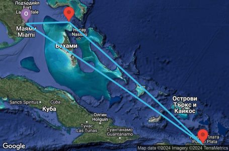 Маршрут на круиз 5 дни Източни Кариби от Маями - JEWC05CNNMIAMIA