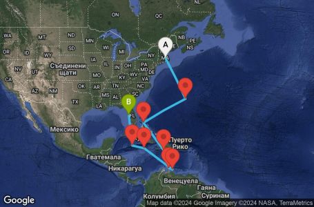 Маршрут на круиз 13 дни Южни Кариби от Бостън - SKCR13CNNBOSTPA